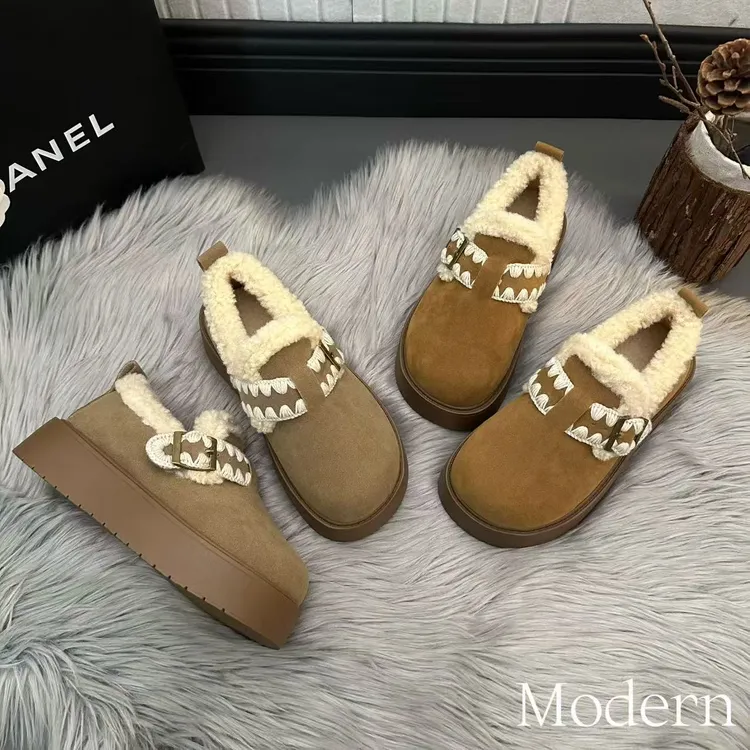 厚底复古加绒保暖增高勃肯女外穿2025秋冬新百搭防滑雪地靴棉鞋