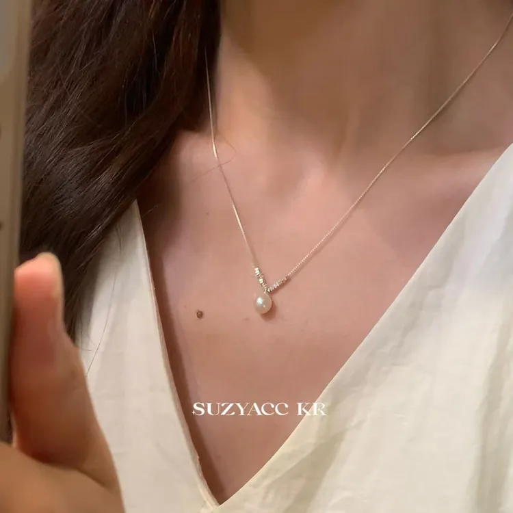 Suzyacc Kr淡水珍珠925银【碎银珍珠】新款项链气质轻奢时尚DX0255