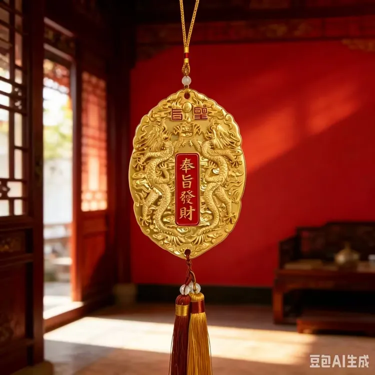 【师傅推荐】新款奉旨发财龙凤呈祥图案手把件商品图