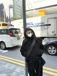 韩系翻领腰带毛呢大衣外套