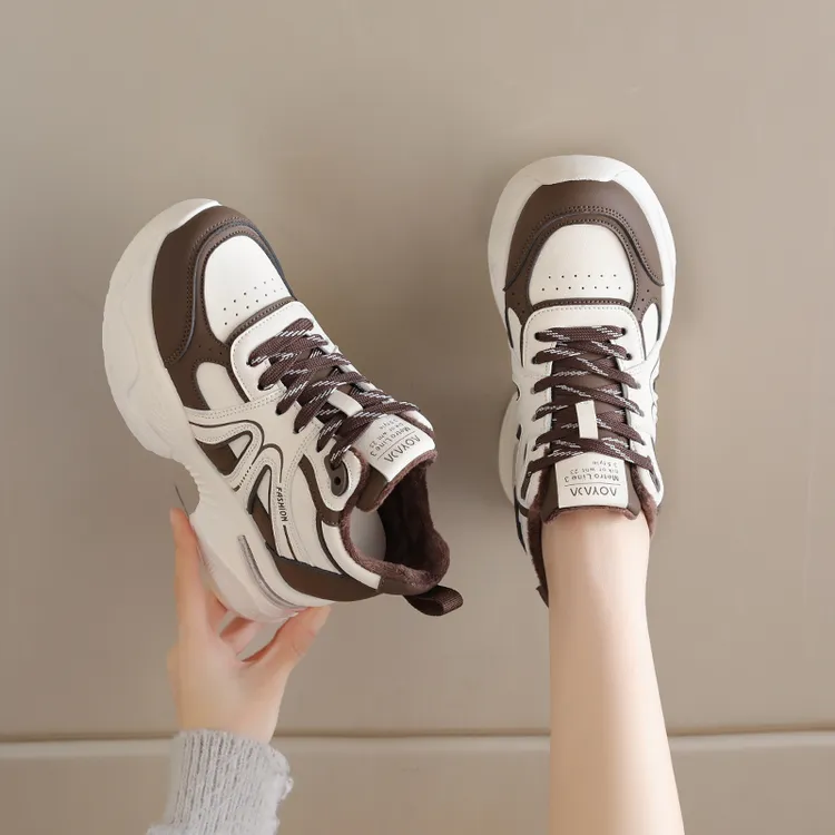 新款韩版老爹鞋冬季加绒保暖舒适百搭老爹鞋鞋子女款爆款2025新款