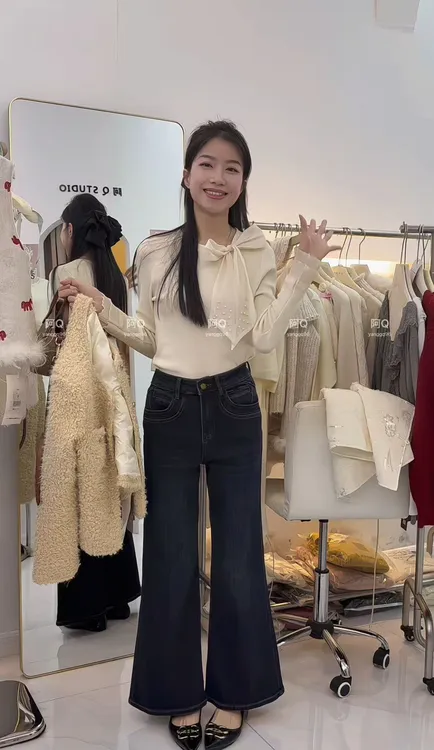 AQ实体发货 ՞•珍珠蝶舞•՞蝴蝶绑带款可拆卸百搭款毛衣打底