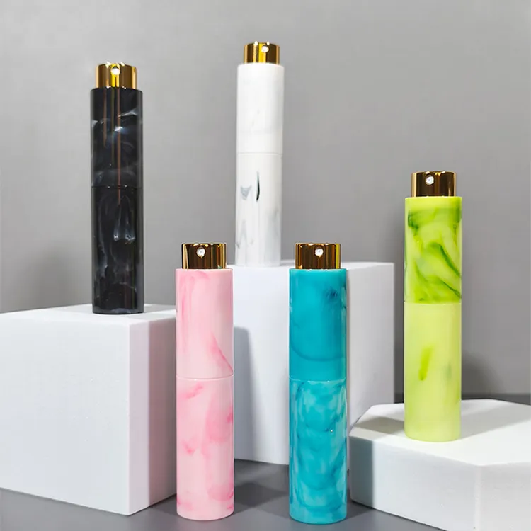 旋转香水分装瓶10ml高档大理石纹玻璃空瓶旅行便携按压式喷雾喷瓶