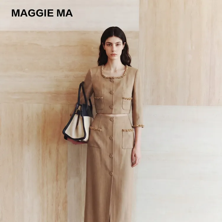 MAGGIE MA马婧短上衣高腰长裙套装高腰线通勤优雅显瘦347D