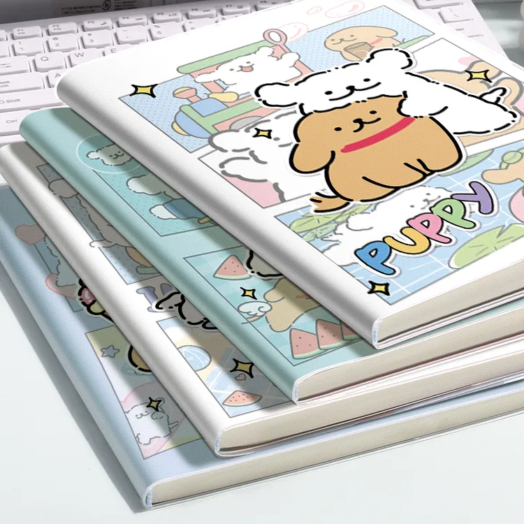 胶套本笔记本加厚b5高颜值初高中生防水软胶小狗日记横线护眼
