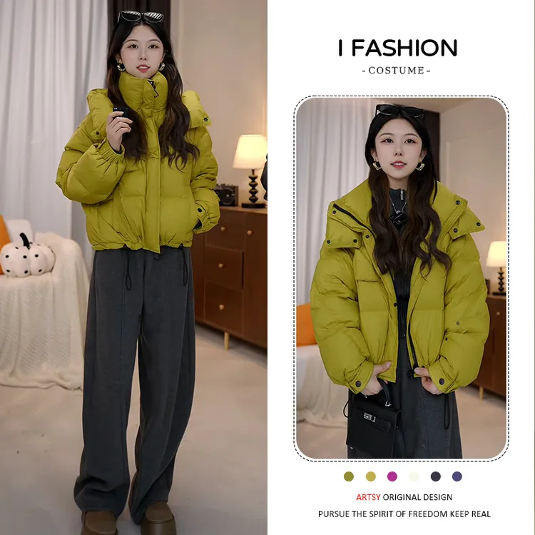 2025年冬季新款保暖连帽棉服女宽松显瘦小个子时尚加厚棉衣外套潮