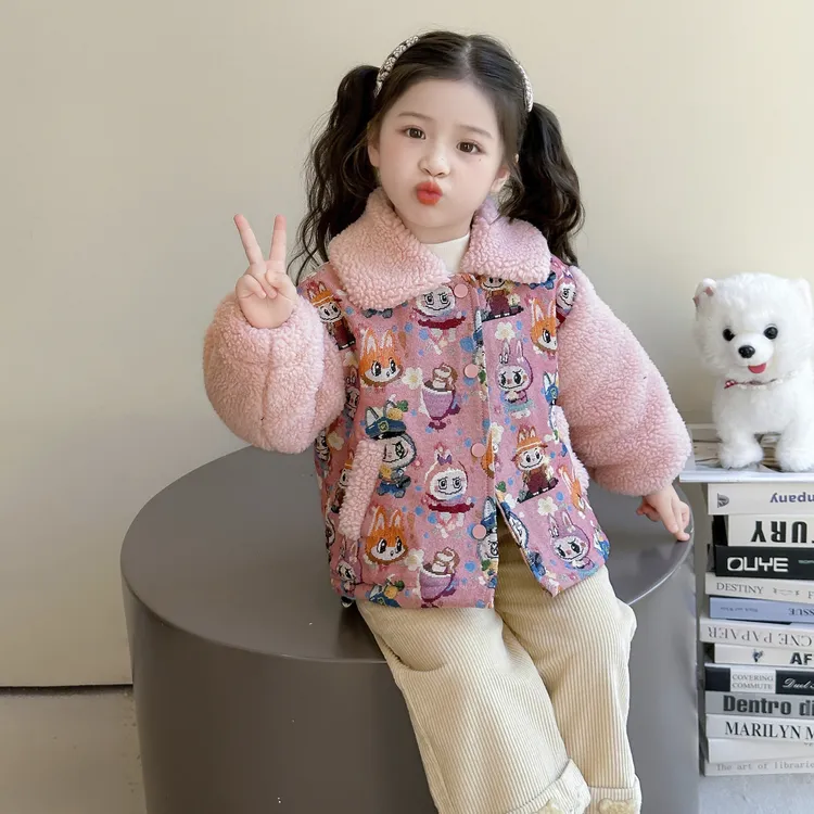 女童秋冬外套2025新款儿童加绒加厚韩版上衣洋气女宝宝拉布布衣服