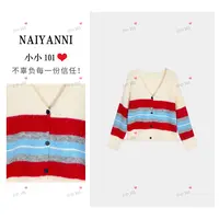 秋冬时尚设计感V领撞色条纹针织开衫2025新款SLYLY137