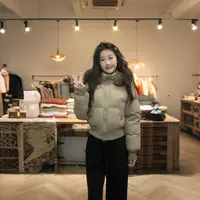 闵笑一【浅沫时光】新款温柔显瘦气质设计感休闲短款棉服上衣