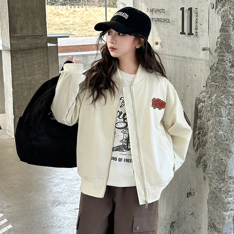 女童棒球服外套春秋儿童休闲百搭上衣春季宽松韩版中大童女孩春装