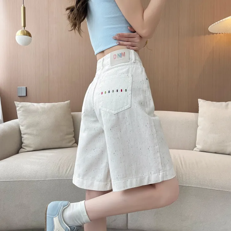 白色高级感显瘦五分牛仔裤女2025年夏季新款高腰显瘦a字直筒短裤