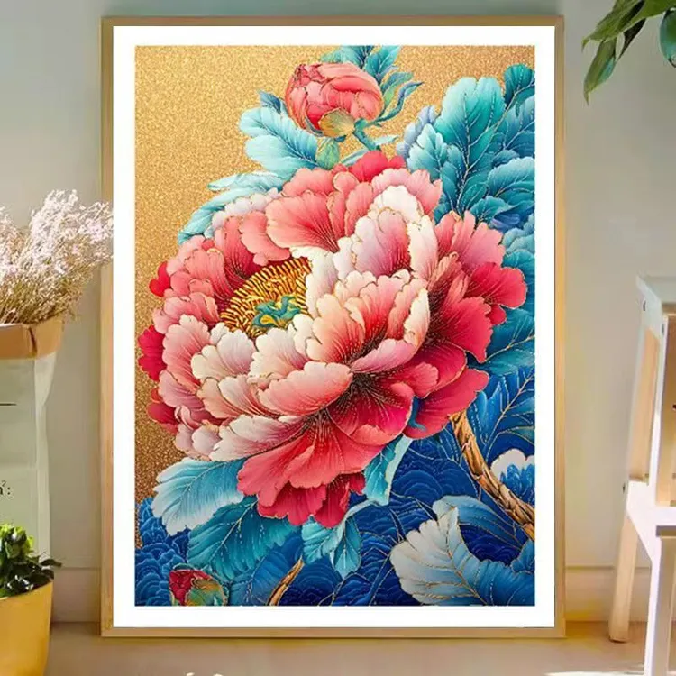 满绣珠绣十字绣全珠子绣花开富贵牡丹花草竖版串珠绣彩珠绣珠珠绣