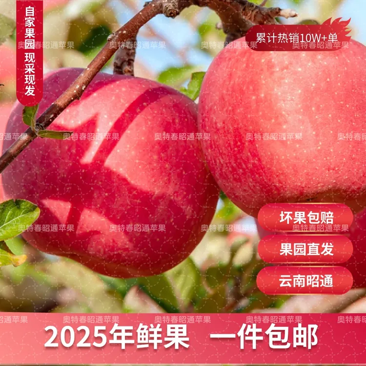 奥特春云南昭通2001红富士丑苹果脆甜多汁新鲜现摘水果