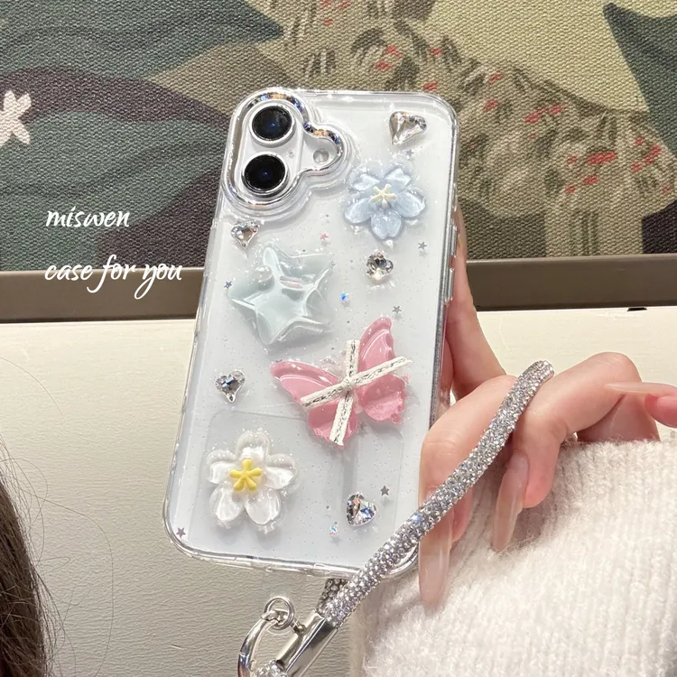 彩色清新立体滴胶花朵适用15p苹果16ProMax手机壳iPhone14女款13p