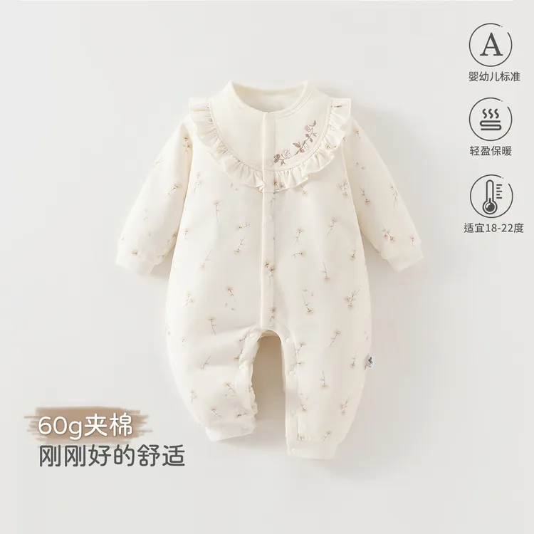 巴拉巴拉男孩女孩婴儿连体衣秋冬夹棉宝宝衣服a类60克棉睡衣保暖
