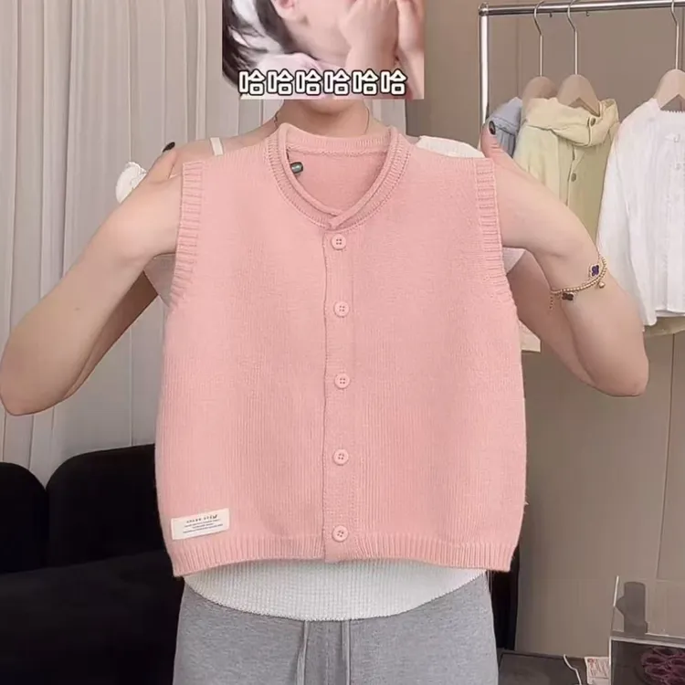 女童秋季新款针织马甲洋气女宝宝2025无袖开衫百搭上衣