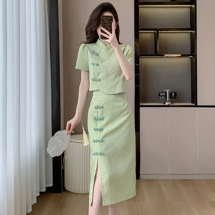 新中式国风改良旗袍套装女2025夏季新款高端名媛气质女神范两件套