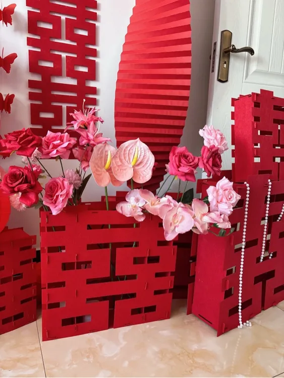 结婚礼仿真花立体喜字摆件婚房布置套装订婚宴场景装饰婚庆用品
