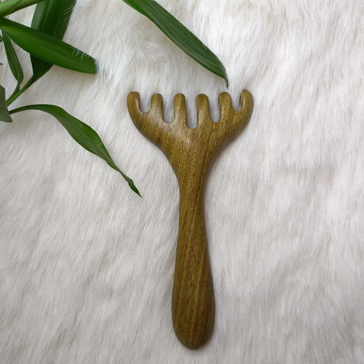 正宗绿檀六齿鹿角耙子，头疗按摩神器随机推荐