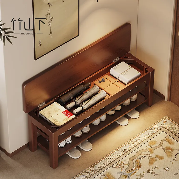 实木换鞋凳鞋柜一体入户鞋柜家用门口网红款玄关柜轻奢鞋子收纳柜