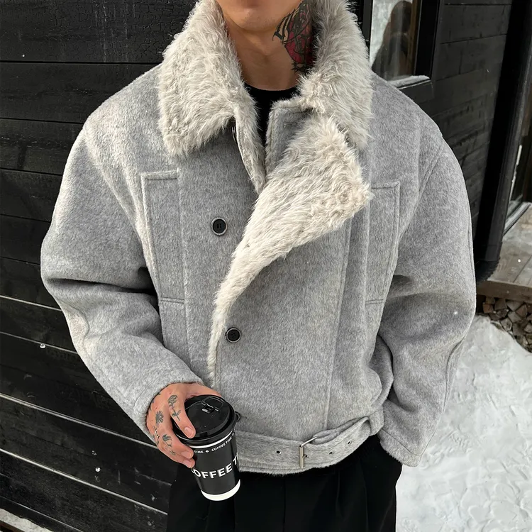 OXFREAK「活页门襟 羊毛混纺」座山雕棉服男冬季加绒加厚保暖外套