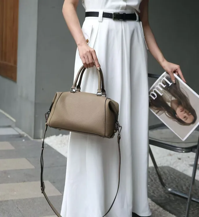 车缝线耐磨波士顿包拉链单肩包斜跨包腋下气质小众