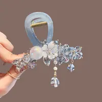 梦幻冰蓝水晶抓夹韩式仙女风半抓发夹头饰牢固防滑高端质感鲨鱼夹