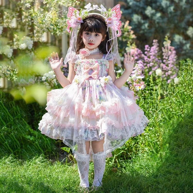 女童夏季洛丽塔甜美风花仙子公主连衣裙生日礼服蓬蓬紫霞仙子吊带