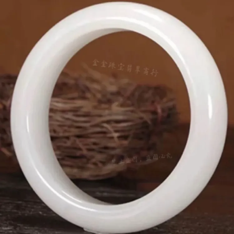 高级A新疆天然和田玉手镯羊脂白玉镯珍藏正品送礼证（多样性发一）
