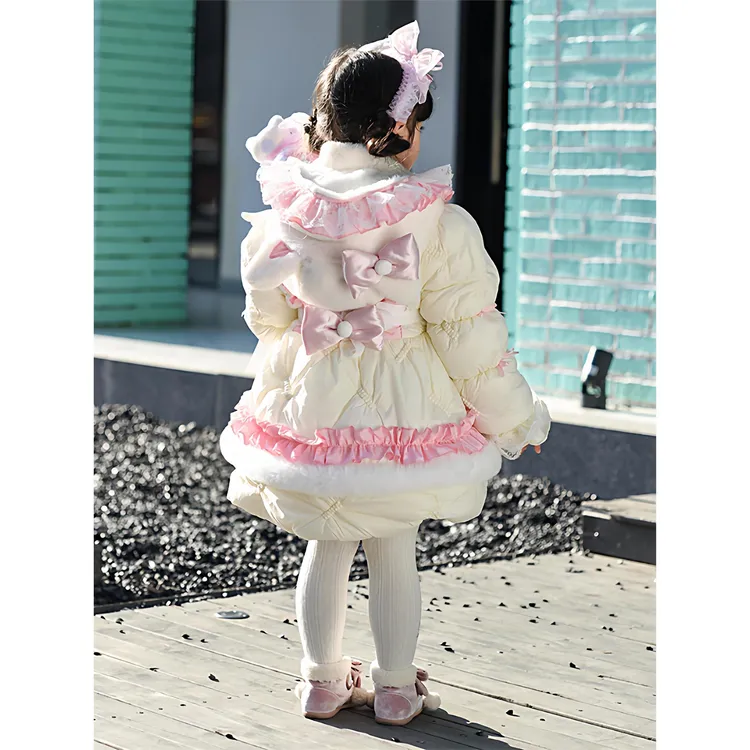 女童棉服冬装中长款女宝宝加厚棉衣洋气冬季洛丽塔儿童公主裙外套