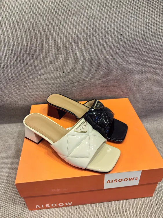 女士防滑夏季防水经典一字拖方头