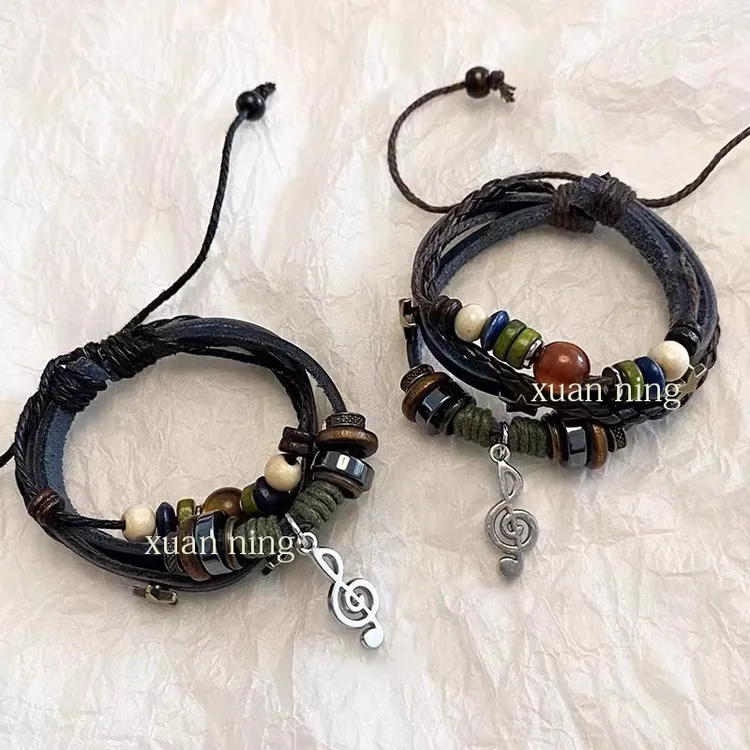 合金皮质手链 波西米亚风手链叠戴缠绕情侣复古小众编织配饰手串