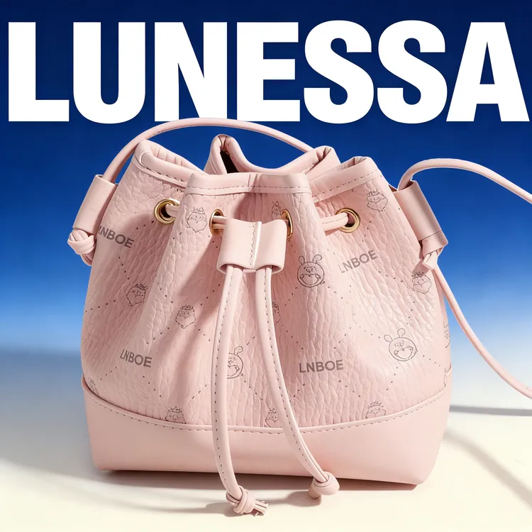 新款时尚圆筒水桶包百搭单肩包小包高级粉色包包女斜挎小包休闲