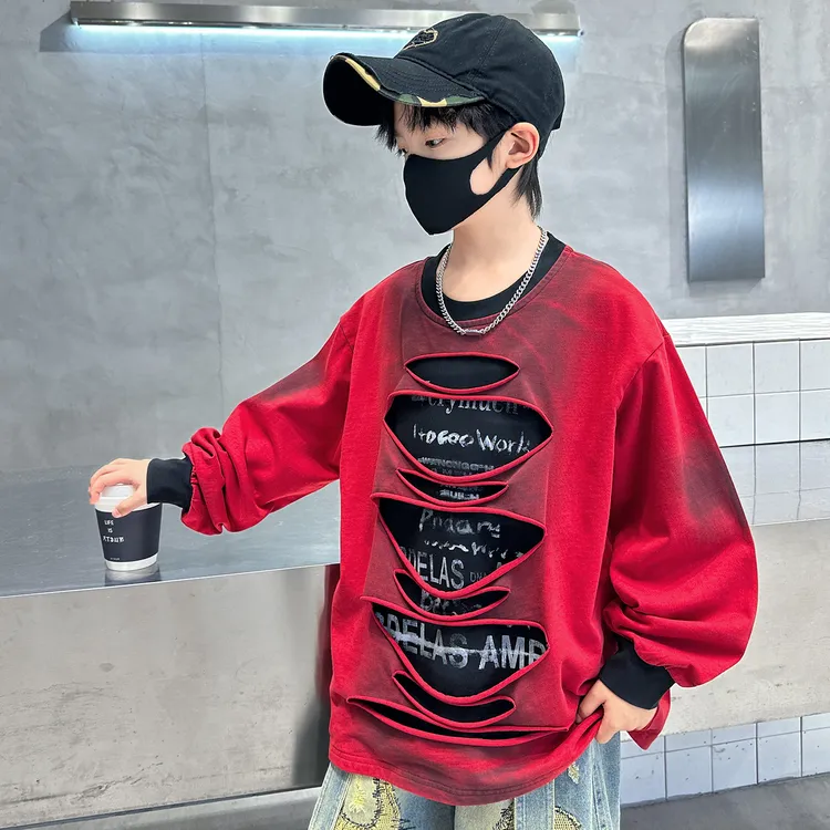 男童秋装个性潮牌2025潮酷痞帅童装小男孩卫衣儿童宽松上衣中大童