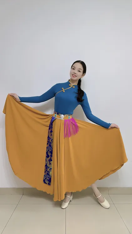静静老师同款藏族舞蹈服女艺考练功服上衣搭配民族舞大摆半身裙 