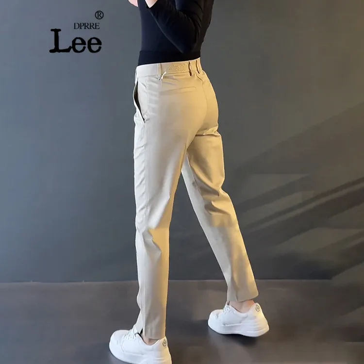 秋冬高档商务长裤男裤时尚黑色白色卡其色直筒男士休闲裤大码西裤