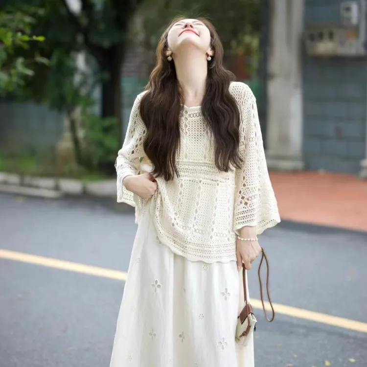 时髦孕妇装新款整套大码网红款温柔减龄漂亮遮肉显瘦连衣裙两件套