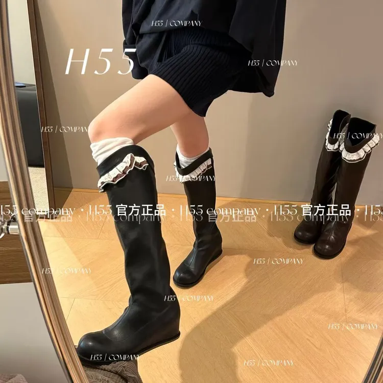 H55-鬼马骑士-琥珀马赛风弹力瘦瘦靴骑士靴5cm45-2915-RD