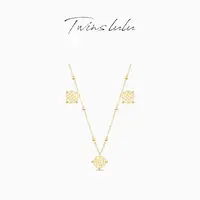 TWINS LULU 镀k金 轻奢简约锁骨链宫廷式浮雕圆牌ins项链TSJ9250