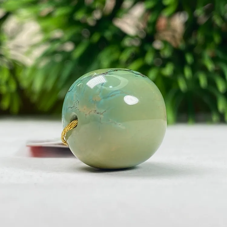 天然原矿绿松石老型珠手串配珠14*13mm重4.56克高瓷高色地大质检