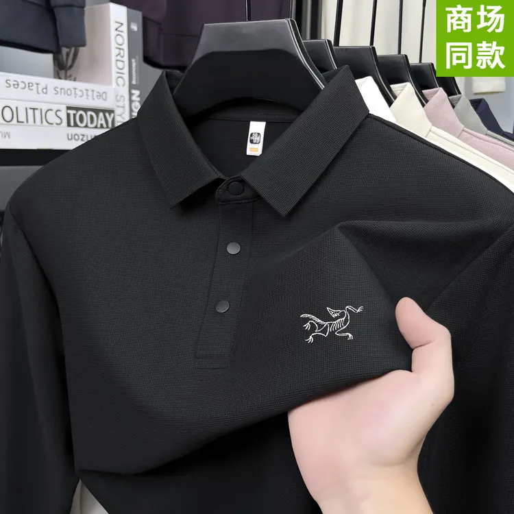 【奥特莱斯】正品刺绣鸟长袖T恤男款秋季高档商务休闲POLO衫大码