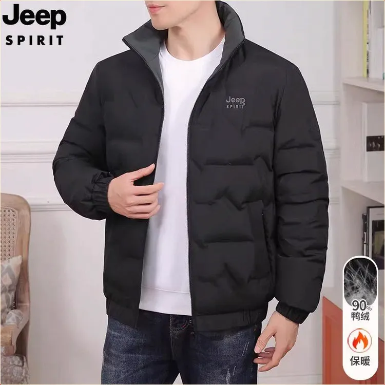 JEEPSPIRIT吉普冬季新款双面穿羽绒服男休闲大码夹克男士保暖外套