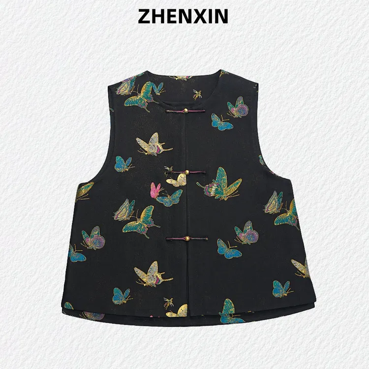 【晴春蝶戏】上久楷宋锦马甲对襟新中式国风上衣春秋气质