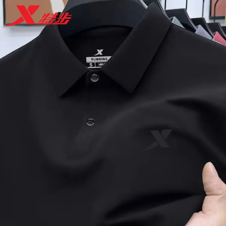 特步polo衫男款官方正品休闲翻领t恤衫冬季新款速干透气运动短袖