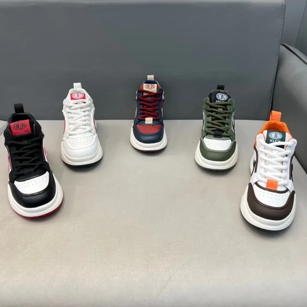 2-919冬季新款皮面厚底男鞋舒适百搭运动鞋时尚休闲鞋