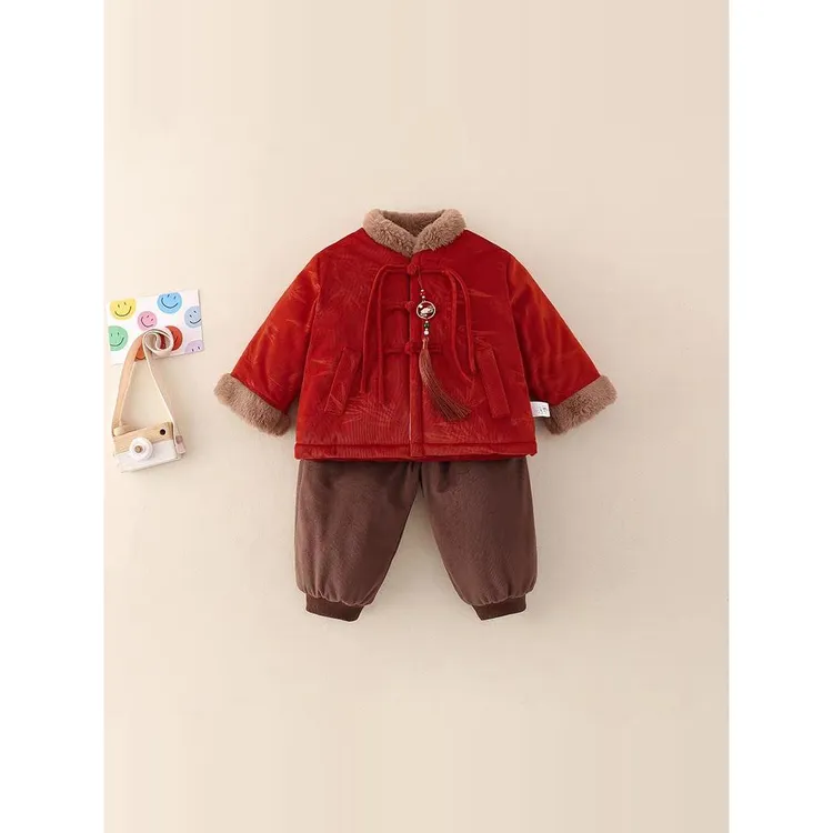 宝宝冬季加厚套装拜年服男童汉服婴儿冬装中式新款周岁礼服加绒套