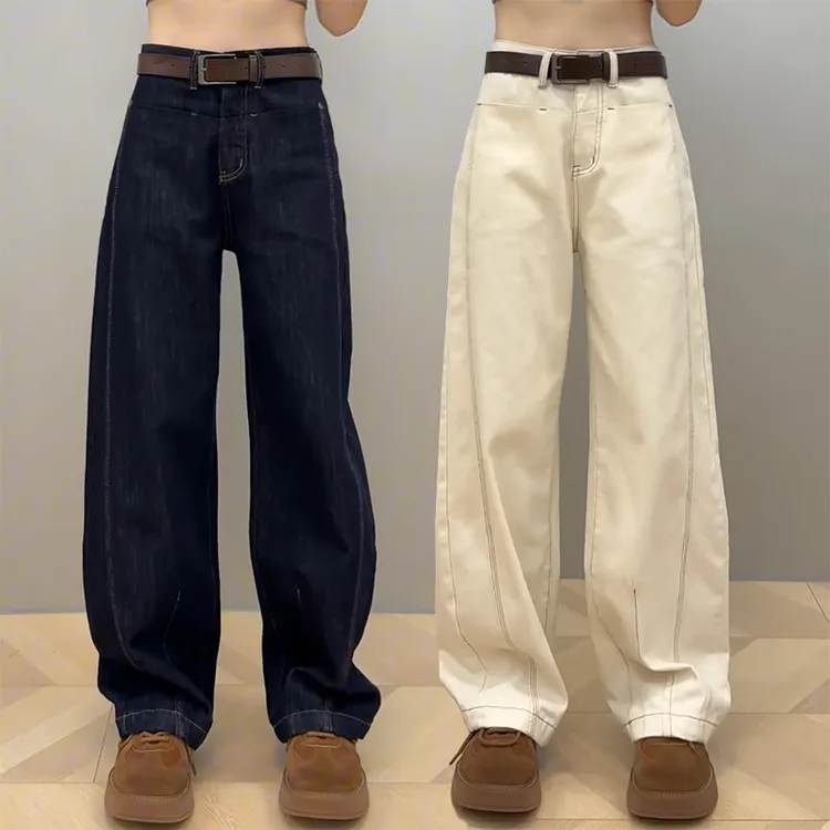 大码直筒牛仔裤女秋季2025新款胖mm显瘦宽松窄版阔腿弯刀拖地裤子