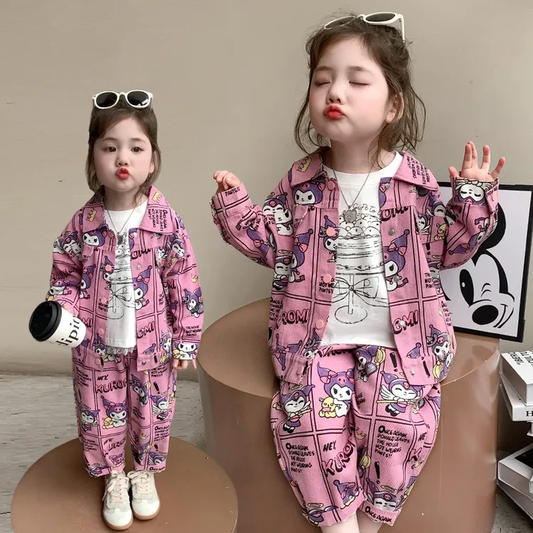 女童库洛米牛仔套装2025新款儿童春秋装休闲女宝宝春季韩版两件套