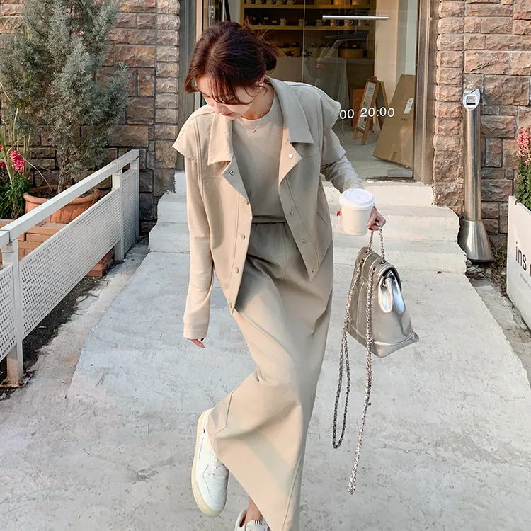 氛围感穿搭一整套2025新款工装马甲半身裙三件套高级感时尚套装