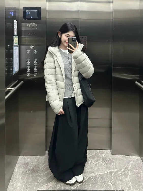韩系轻薄排骨连帽棉服薄款短款修身型小个子爆款棉袄